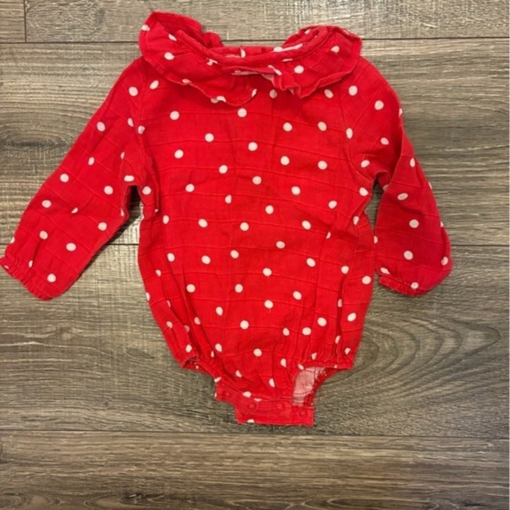 Angel Dear Red and White Polka Dot Bodysuit